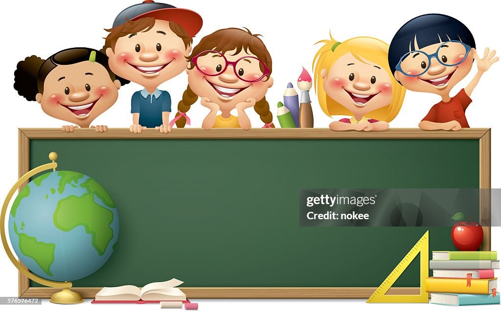 Children With Blackboard Back To School High-Res Vector Graphic - Getty  Images