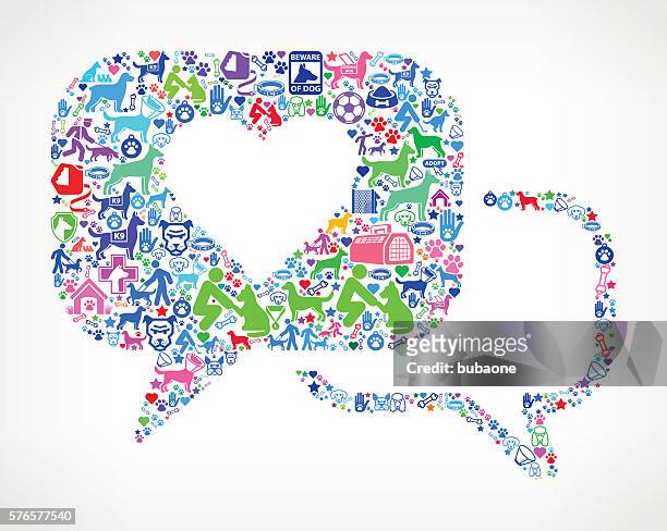 romantic speech bubbles dog and canine pet colorful icon pattern - facebook football awards stock illustrations