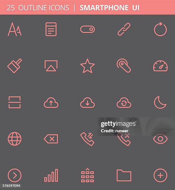 ilustrações, clipart, desenhos animados e ícones de esboço ícones ui smartphone (conjunto de 25 anos) - eye scanner