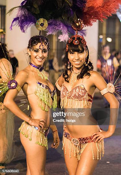 carnival inaugural parade in montevideo, uruguay - uruguay carnival stock pictures, royalty-free photos & images