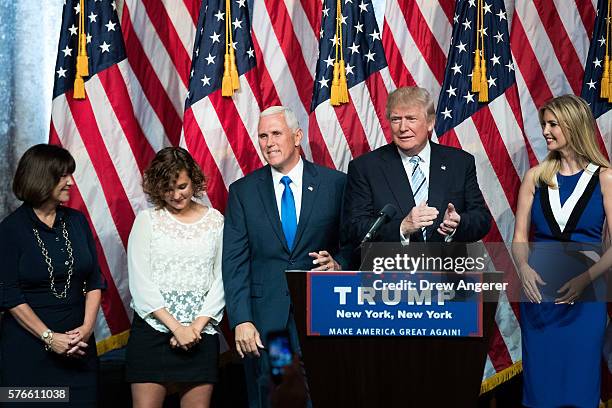 Karen Pence, daughter Charlotte Pence, newly selected vice presidential running mate Mike Pence, governor of Indiana, Republican presidential...