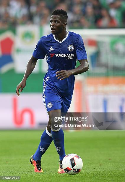 Papy Djilobodji of Chelsea in action during a friendly match between SK Rapid Vienna and Chelsea on July 16, 2016 in Vienna, Austria.