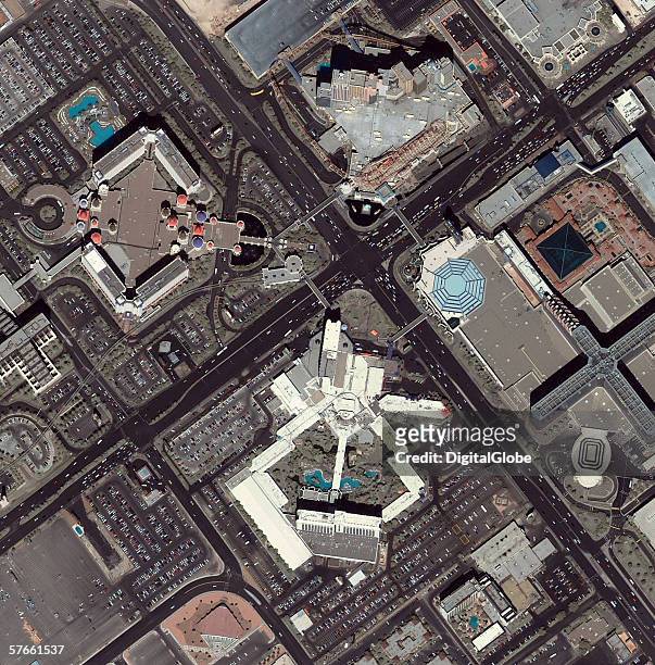 This is a satellite image of Las Vegas, Nevada collected on July 21, 2002. This image features the Excalibur and New York New York, Tropicana and MGM...