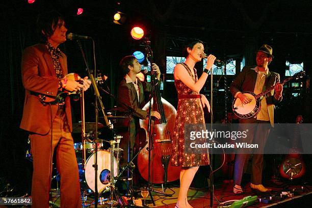Mickey G, Lyndon Gray, Taasha Coates and Tristan Goodall of The Audreys perform on stage on the second day of The Great Escape music festival in the...