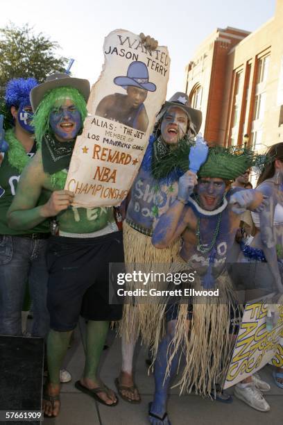Fans of the Dallas Mavericks rally prior to game six of the Western Conference Semifinals against the San Antonio Spurs during the 2006 NBA Playoffs...