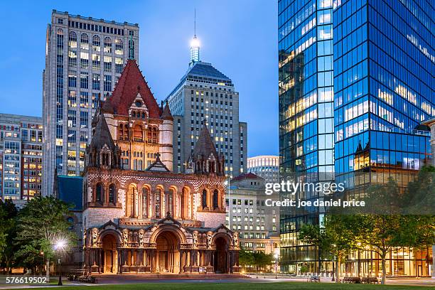 trinity episcopal church, copley square, boston, massachusetts, america - boston massachusetts stock pictures, royalty-free photos & images