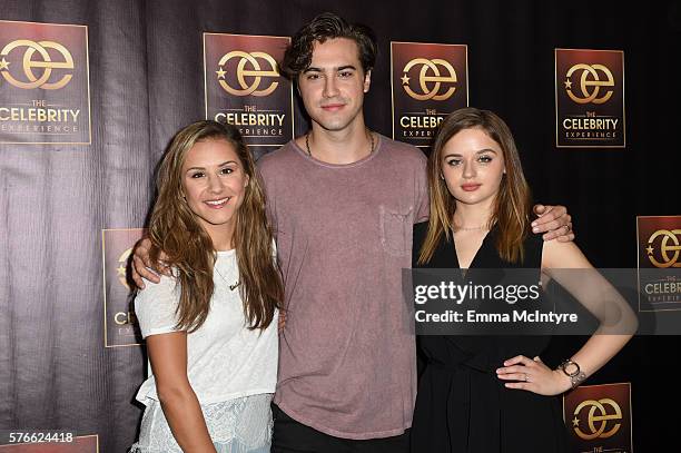 Celebrity host Electra Formosa, actor Ryan McCartan, and actress Joey King arrive at 'The Celebrity Experience Q&A Panel' at Hilton Universal Hotel...