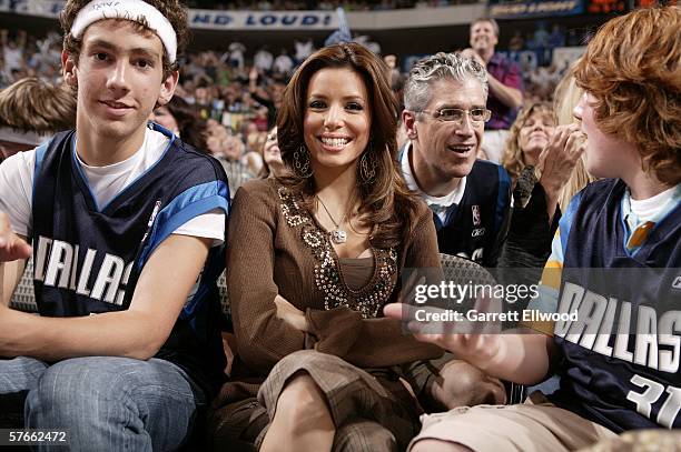 Actress Eva Longoria attends game six of the Western Conference Semifinals between the San Antonio Spurs and the Dallas Mavericks during the 2006 NBA...