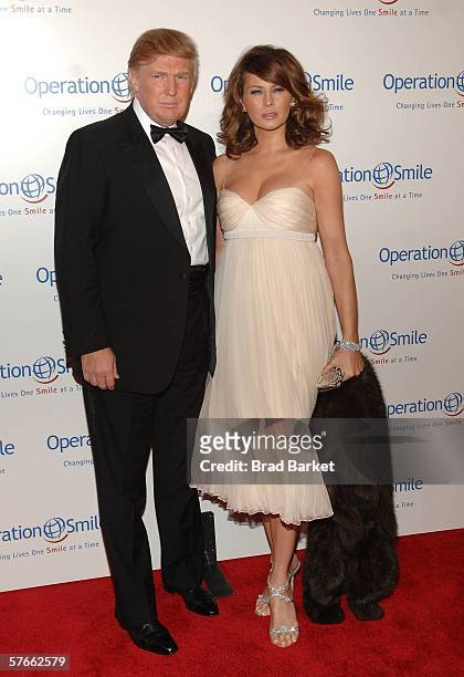 Melania Trump and Donald Trump arrives at the Operation Smiles annual dinner at Skylight Studios on May 19, 2006 in New York City.