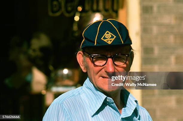 old man wearing cub scout hat - boy scouts of america stock pictures, royalty-free photos & images