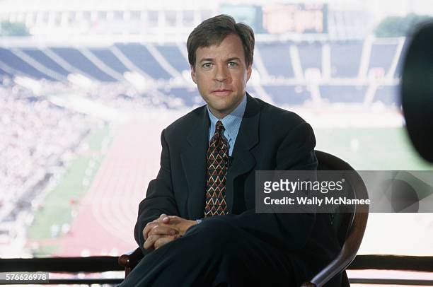 bob costas broadcasting the 1996 olympic games - sports commentator stock pictures, royalty-free photos & images