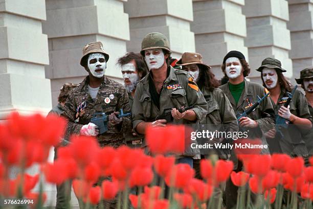 Antiwar protesters stage "guerrilla theater" on Capitol Hill to try to end congressional support of the war in Vietnam. The protesters, many of them...