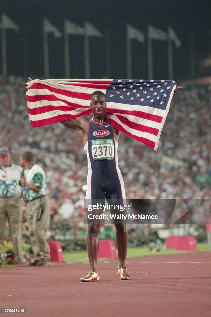 Sprinter Michael Johnson Wins Gold