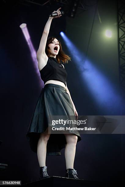 Lauren Mayberry of Chvrches performs at Latitude Festival at Henham Park Estate on July 16, 2016 in Southwold, England.