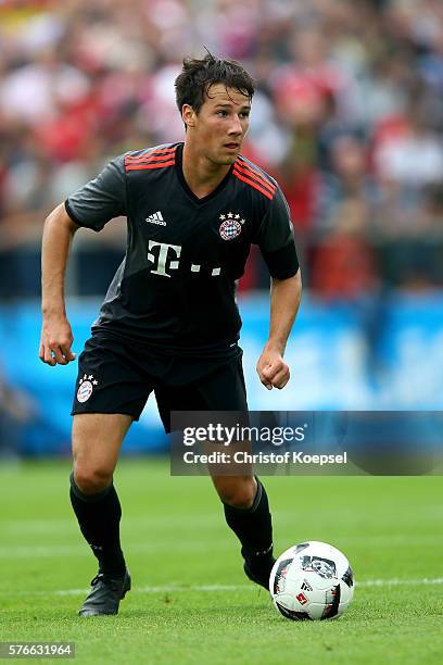 Fabian Benko of Bayern Muenchen runs with the ball during the friendly match between SV Lippstadt and FC Bayern at Stadion am Bruchbaum on July 16,...