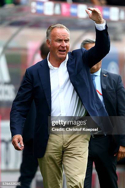 Karl-Heinz Rummenigge of Bayern is seen during the friendly match between SV Lippstadt and FC Bayern at Stadion am Bruchbaum on July 16, 2016 in...