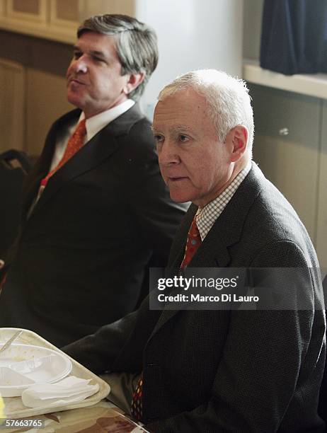 Senator from Oregon, Gordon Harold Smith, and U.S. Senator Orrin Grant Hatch from Utah attend breakfast with U.S Forces in the heavily fortified...