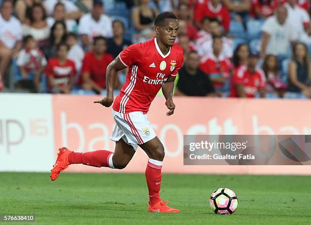 Benfica's forward from Peru Andre Carrillo in action during the Algarve Football Cup Pre Season Friendly match between SL Benfica and Derby County at...