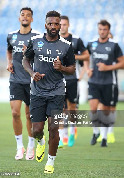 Derby County's forward Bent during warm up before the start of the Algarve Football Cup Pre Season Friendly match between SL Benfica and Derby County...