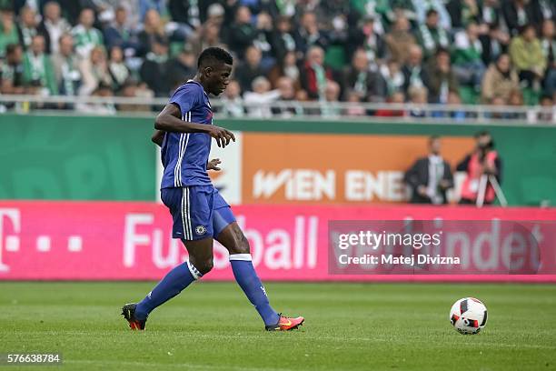 Papy Djilobodji of Chelsea in action during an friendly match between SK Rapid Vienna and Chelsea F.C. At Allianz Stadion on July 16, 2016 in Vienna,...