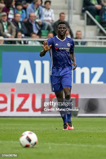 Papy Djilobodji of Chelsea in action during an friendly match between SK Rapid Vienna and Chelsea F.C. At Allianz Stadion on July 16, 2016 in Vienna,...