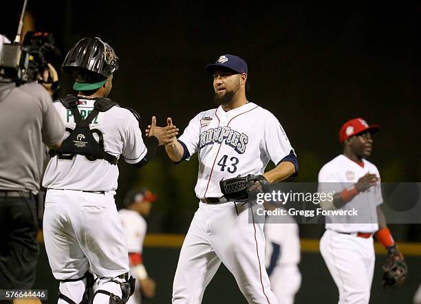 Edward Mujica is photographed during the Sonic Automotive Triple-A Baseball All Star Game at BB&T Ballpark on July 13, 2016 in Charlotte, North...