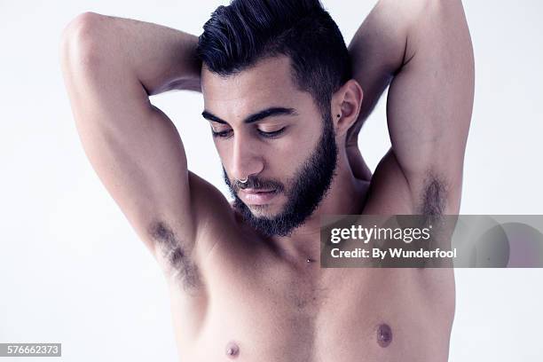 the man with beard - armpit imagens e fotografias de stock