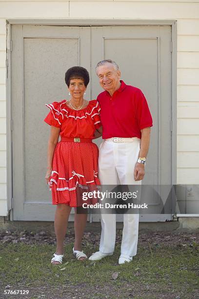 Couple Nancy Ames of Milwaukee, WI and Stanley Grabski of Westmont, IL pose for a portrait at the Wisconsin State Polka Festival, a four day polka...