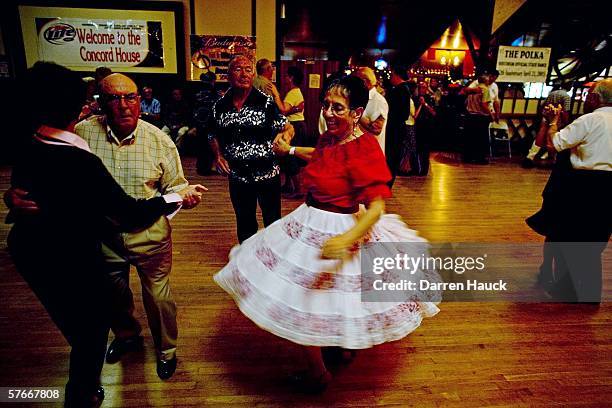 Jim and Bev Novotny of Omaha, Nebraska dance at the Wisconsin State Polka Festival, a four day polka event held at the Concord house May 20, 2006 in...