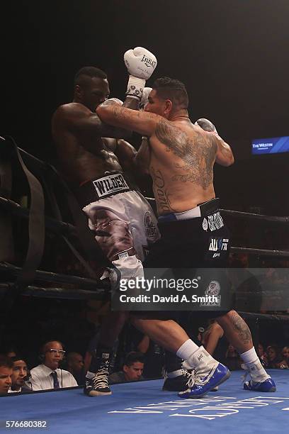 World Heavyweight Champion Deontay Wilder fights Chris Arreola in a title defense at Legacy Arena at the BJCC on July 16, 2016 in Birmingham, Alabama.