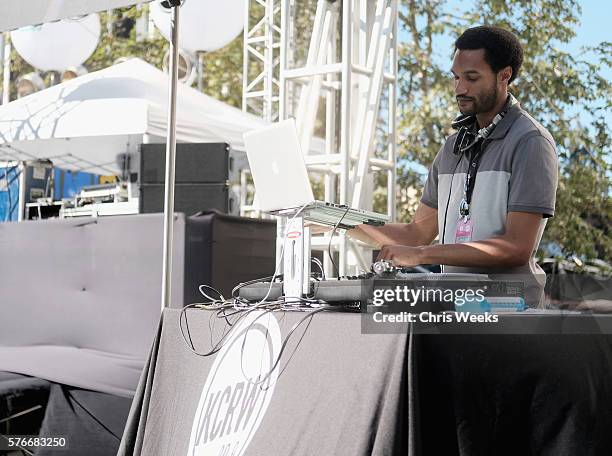 Aaron Byrd performs at the Annenberg Foundation and KCRW's 'Sound In Focus' Concert Series, with Baaba Maal, Classixx And The Brazilian Girls at...