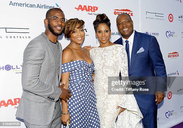 Player Chris Paul, Jada Crawley, actress Holly Robinson Peete, and former NFL player Rodney Peete attend HollyRod Foundation's DesignCare Gala on...