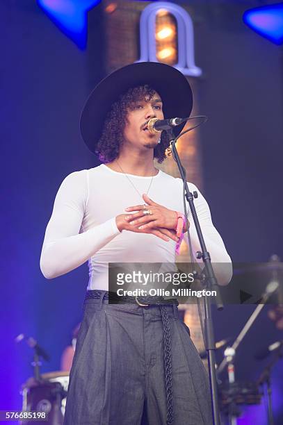 Andro Cowperthwaite of Jungle performs onstage on Day 2 of Lovebox Festival 20016 at Victoria Park on July 16, 2016 in London, England.