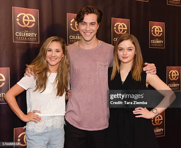 Celebrity host Electra Formosa, actor Ryan McCartan and actress Joey King attend The Celebrity Experience Q&A Panel at Hilton Universal Hotel on July...