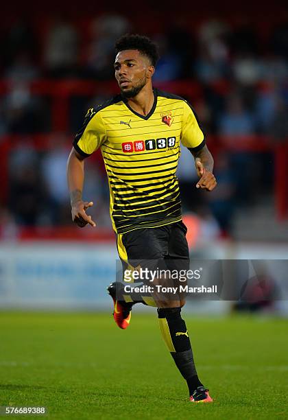 Jerome Sinclair during the Pre-Season Friendly match between Stevenage and Watford at The Lamex Stadium on July 14, 2016 in Stevenage, England.