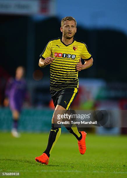 Almen Abdi of Watford during the Pre-Season Friendly match between Stevenage and Watford at The Lamex Stadium on July 14, 2016 in Stevenage, England.