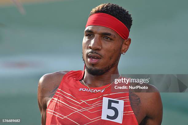 Duane Solomon from USA wins Men 800 M in 1:45.51 ahead of Canada's Anthony Romaniw , at Track Town Classic, at the University of Albertas Foote...