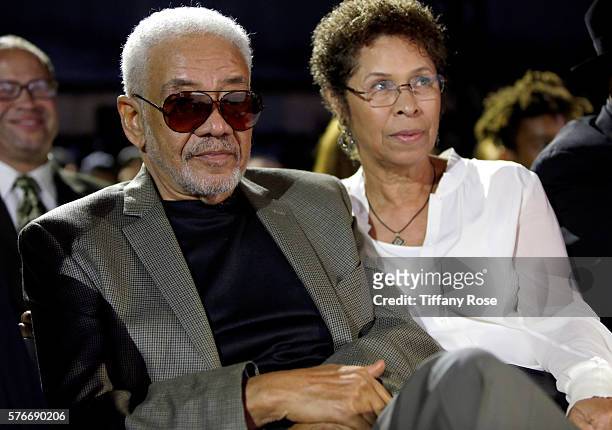 Recording artist Bill Withers and Marcia Johnson attend HollyRod Foundation's DesignCare Gala on July 16, 2016 in Pacific Palisades, California.