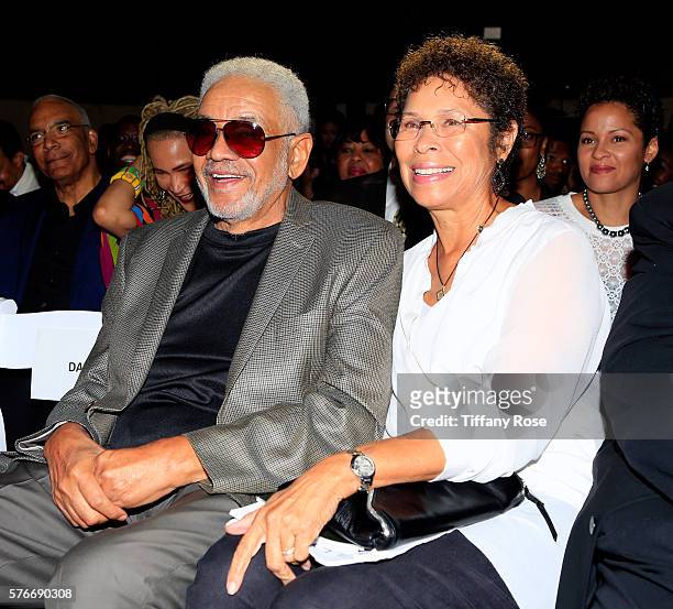 Recording artist Bill Withers and Marcia Johnson attend HollyRod Foundation's DesignCare Gala on July 16, 2016 in Pacific Palisades, California.