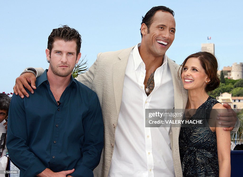 Richard R. Kelly US director Richard Kelly and US actors Dwayne 'The Rock' Johnson and ...