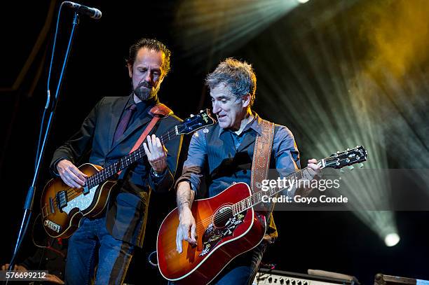 Diego Vasallo and Mikel Erentxun from Spanish pop band Duncan Dhu perfoms live in concert at Palacio de la Raqueta on July 16, 2016 in Madrid, Spain.