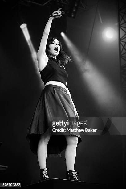 Lauren Mayberry of Chvrches performs at Latitude Festival at Henham Park Estate on July 16, 2016 in Southwold, England.