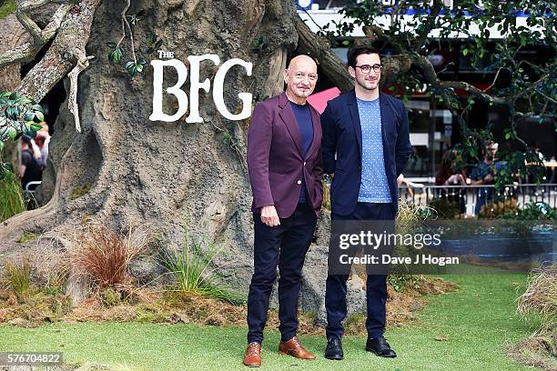 Sir Ben Kingsley and Ferdinand Kingsley arrive for the UK film premiere of "The BFG" on July 17, 2016 in London, England.