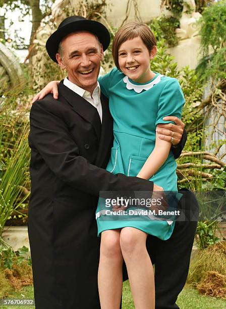 Mark Rylance and Ruby Barnhill attend the UK Premiere of "The BFG" at Odeon Leicester Square on July 17, 2016 in London, England.