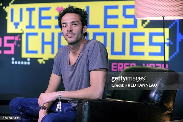 French singer Alan Corbel poses July 15, 2016 in Carhaix-Plouguer, western of France during the fourth day of the 25th edition of the Festival des...