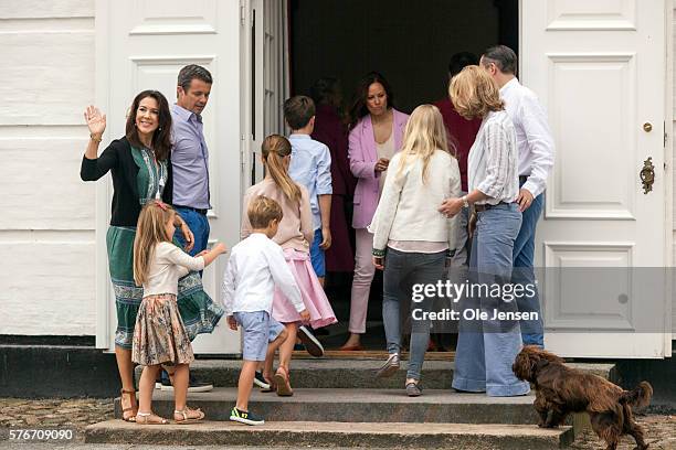 Danish Queen Margrethe relocates the royal couples summer residence to Graasten Slot and appears with the royal famimily at the annual photocall in...