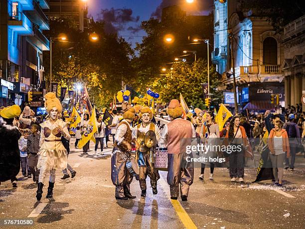 carnival inaugural parade in montevideo, uruguay - uruguay carnival stock pictures, royalty-free photos & images