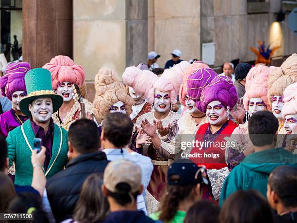 carnival inaugural parade in montevideo, uruguay - uruguay carnival stock pictures, royalty-free photos & images