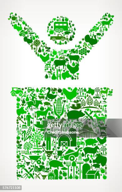 man on podium farming and agriculture green icon pattern - female animal stock illustrations
