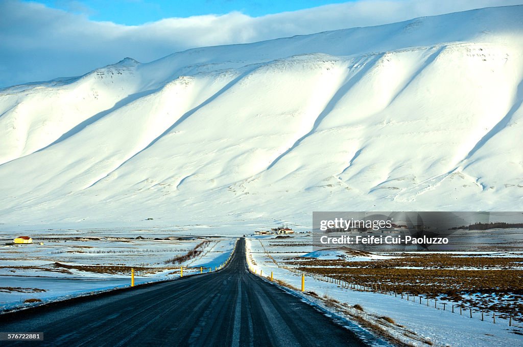 Winter road near Hofsos Iceland